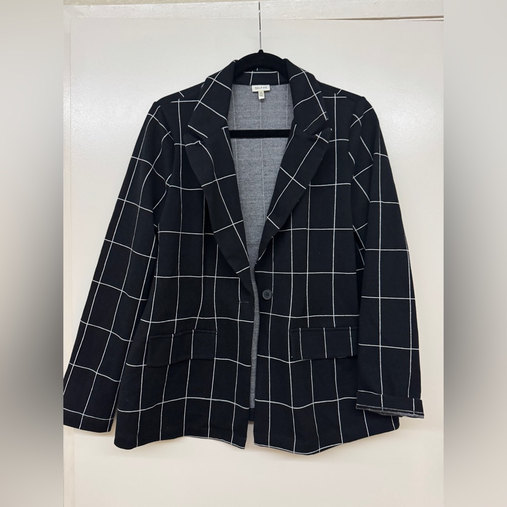 Selfie Black and White Checkered Women's Blazer from Macy’s